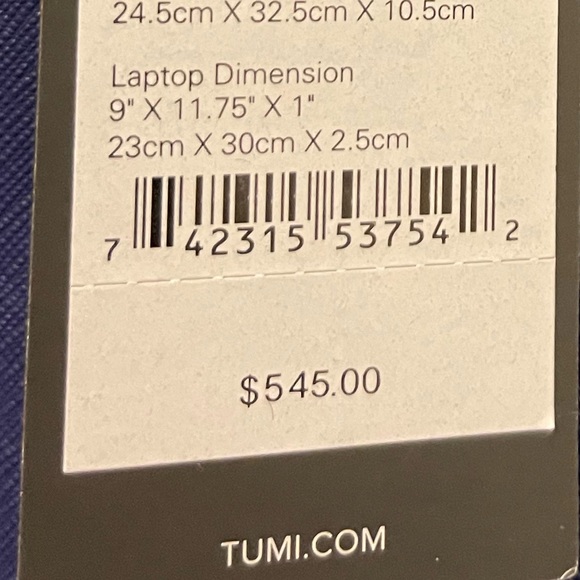 TUMI VAREK Handbag. Brand new with tags (never used). Royal blue. durable! - Picture 8 of 8